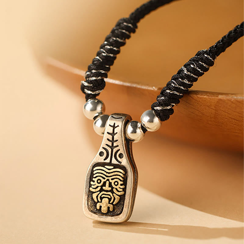 Nimara Ritual Tibetan 925 Sterling Silver Zakiram Goddess of Wealth Protection Rope Necklace Pendant