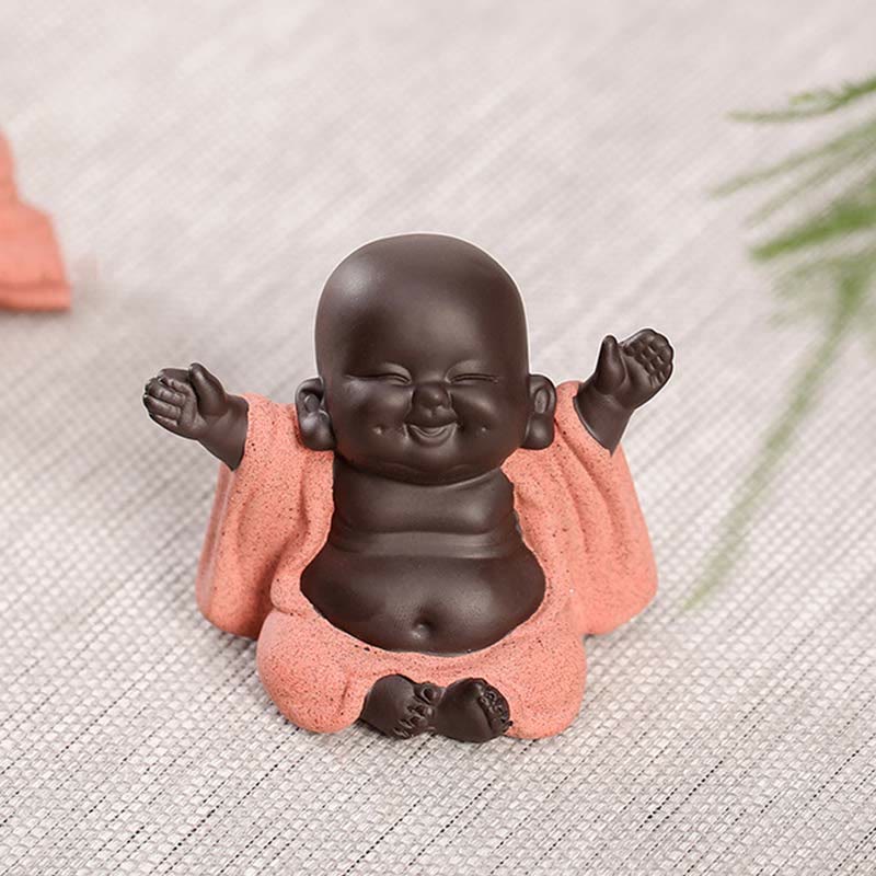 Nimara Ritual Always Smiling Laughing Buddha Wealth Luck Purple Clay Maitreya Statue Decoration