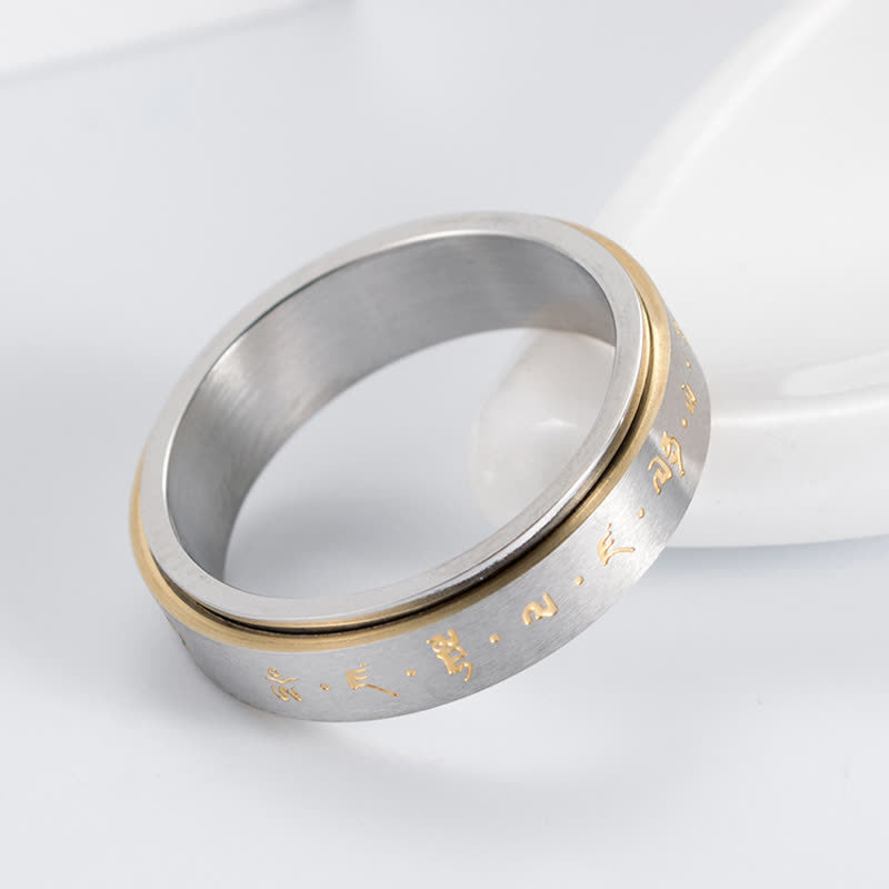 Nimara Ritual Mantra Titanium Steel Balance Rotatable Ring