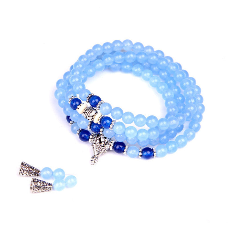 Nimara Ritual 108 Beads Blue Crystal Healing Bracelet Mala