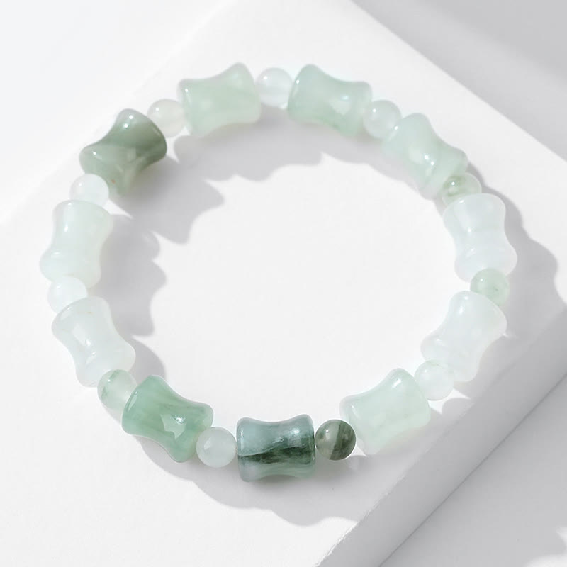 Nimara Ritual Jade Coconut Shell Bamboo Pattern Abundance Luck Bracelet