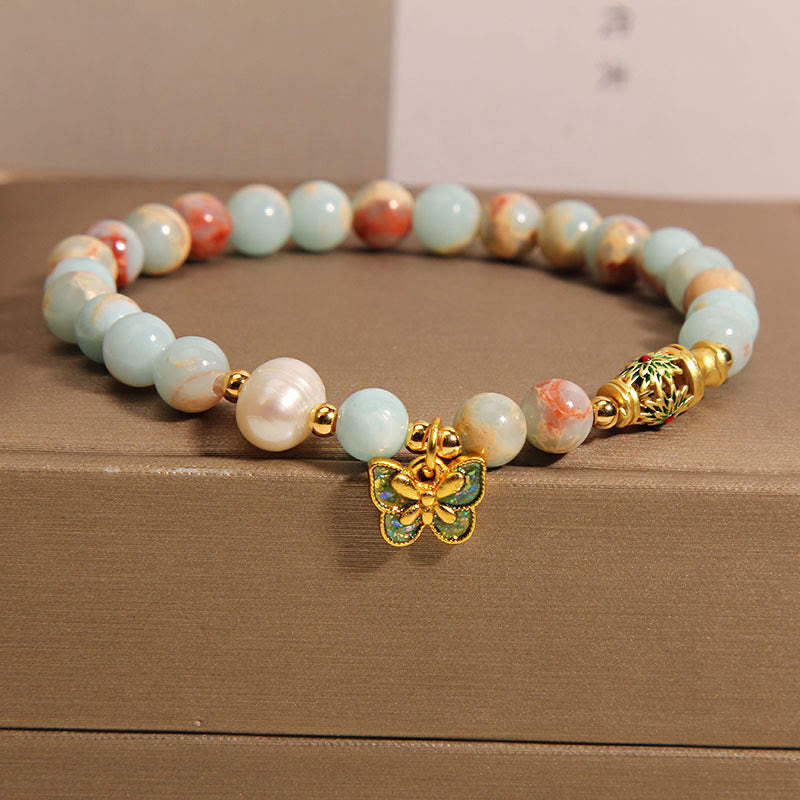 Nimara Ritual Shoushan Stone Pearl Butterfly Wealth Bracelet