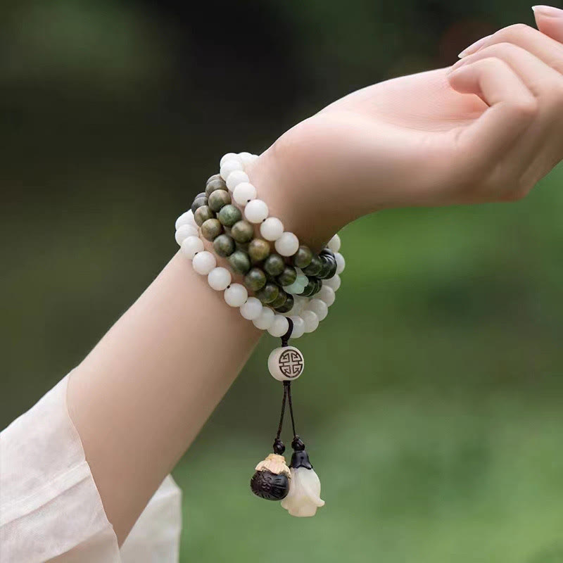 Nimara Ritual Natural Green Sandalwood Bodhi Seed Soothing Bracelet