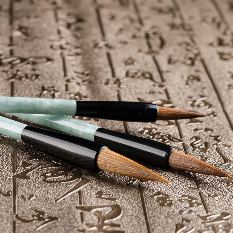 Nimara Ritual Natural Jade Luck Chinese Calligraphy Brush Pen Chinese Writing Brush With Gift Box