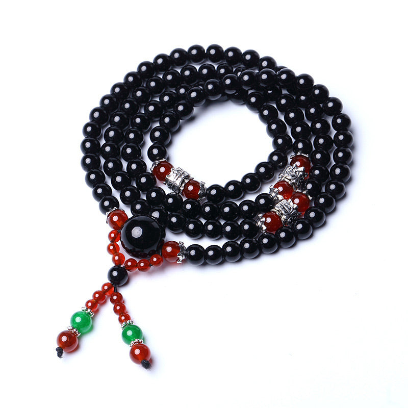 Nimara Ritual 108 Beads Natural Black Obsidian Tiger Eye Mala Bracelet