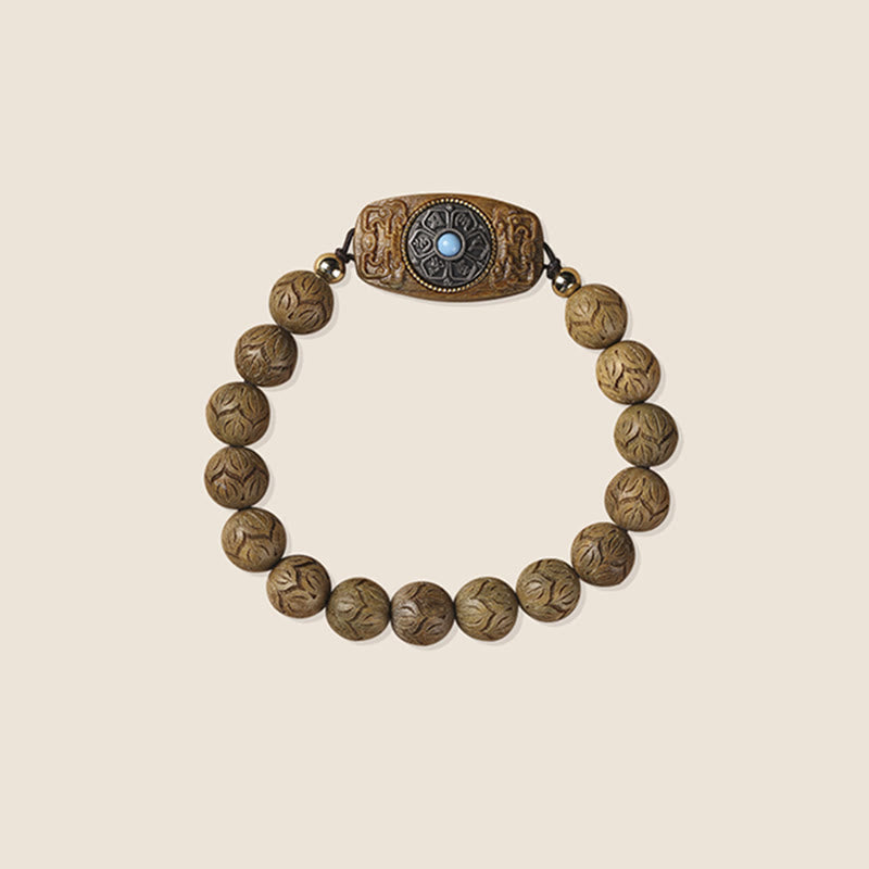 Nimara Ritual Green Sandalwood Ebony Wood Sandalwood Om Mani Padme Hum Soothing Bracelet