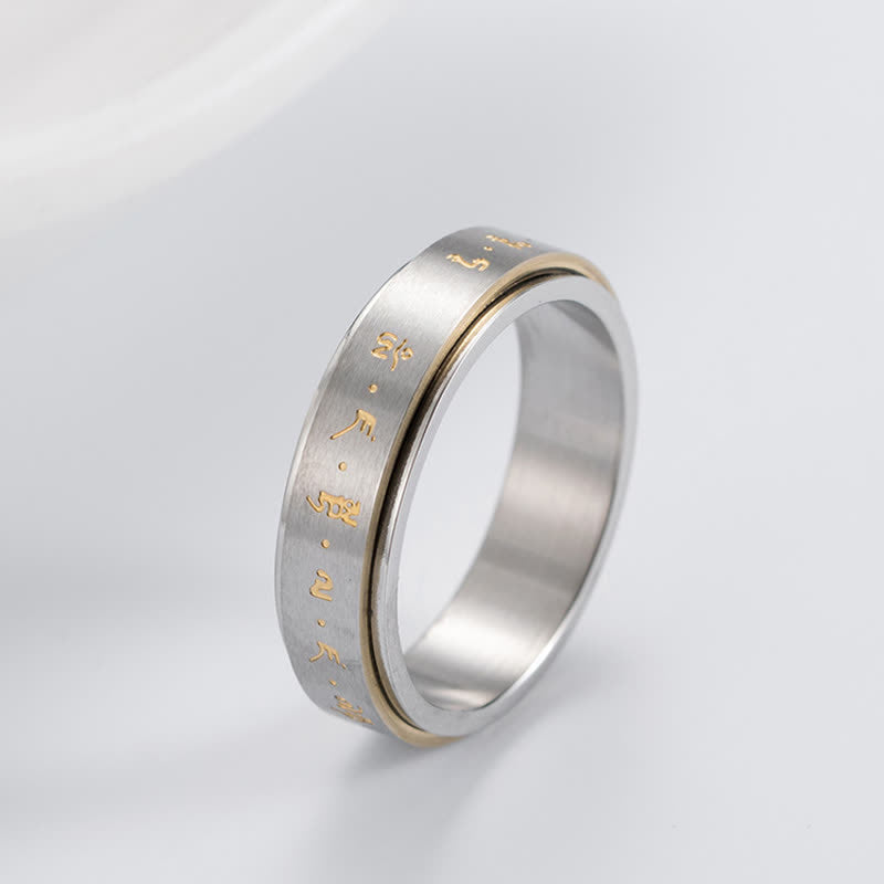 Nimara Ritual Mantra Titanium Steel Balance Rotatable Ring