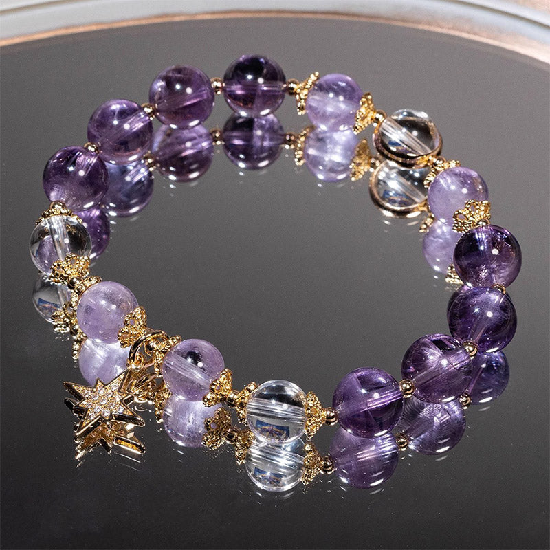 Nimara Ritual Natural Amethyst Inner Peace Healing Star Charm Bracelet