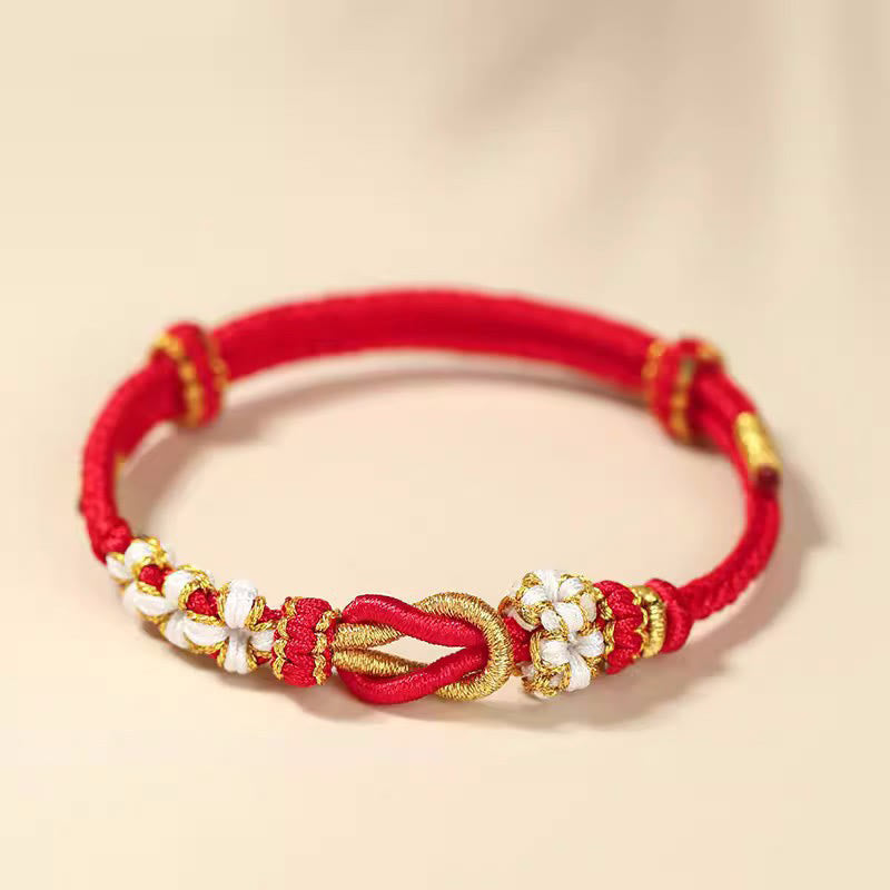Nimara Ritual Handmade Peach Blossom Knot Eight Thread Peace Knot Luck Protection Bracelet