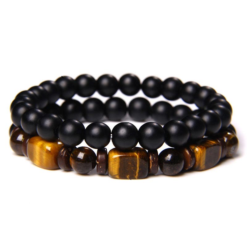 Nimara Ritual Tiger Eye Frosted Stone Hematite Courage Bracelet