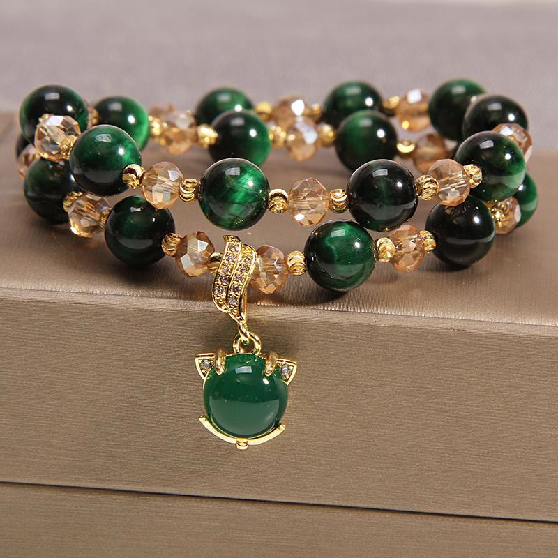 Nimara Ritual Tiger Eye Pixiu Fox Money Bag Protection Self Confidence Double Wrap Bracelet