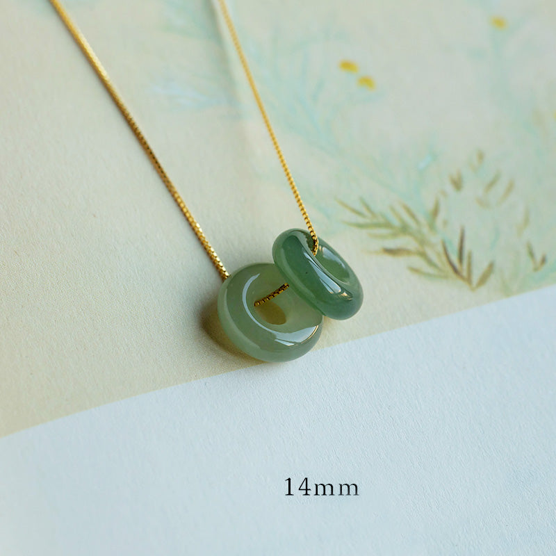 Nimara Ritual Natural Round Jade Peace Buckle Luck Abundance Necklace Pendant