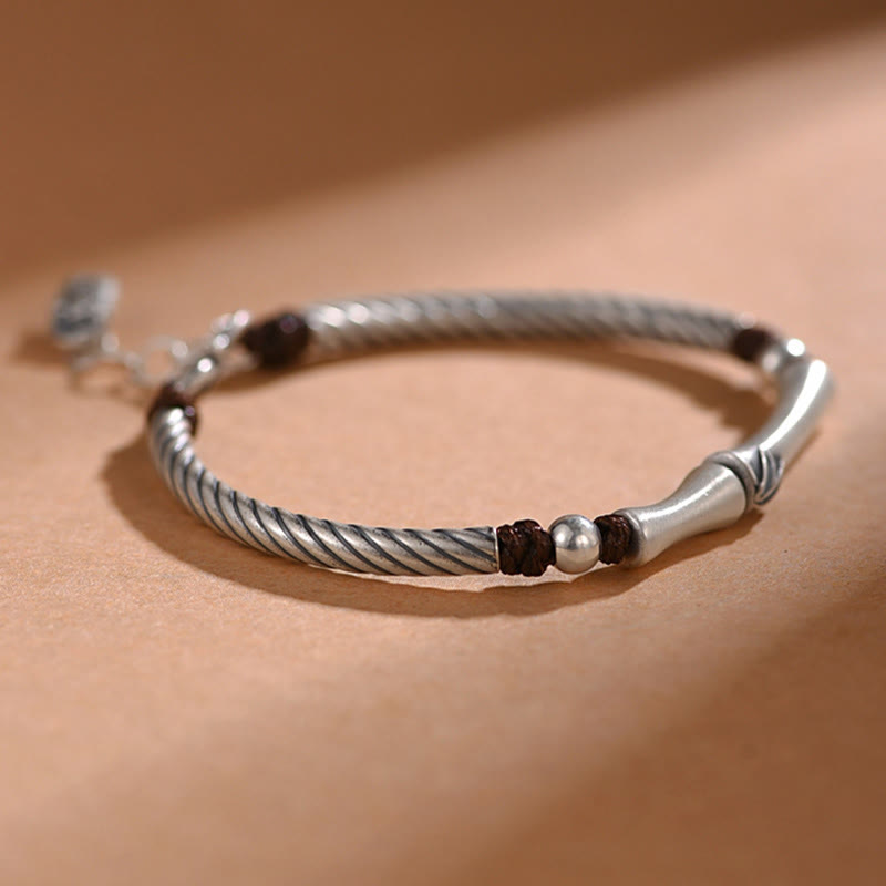 Nimara Ritual 999 Sterling Silver Bamboo Pattern Cicada Luck Wealth Bracelet