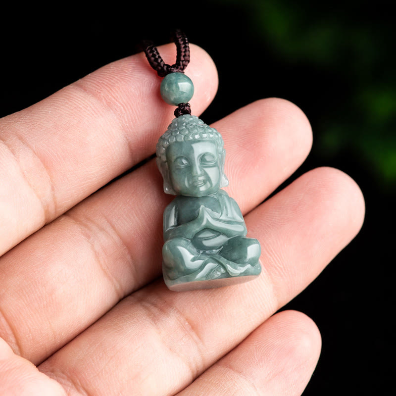 Nimara Ritual Natural Jade Meditation Buddha Amulet Serenity Necklace Pendant