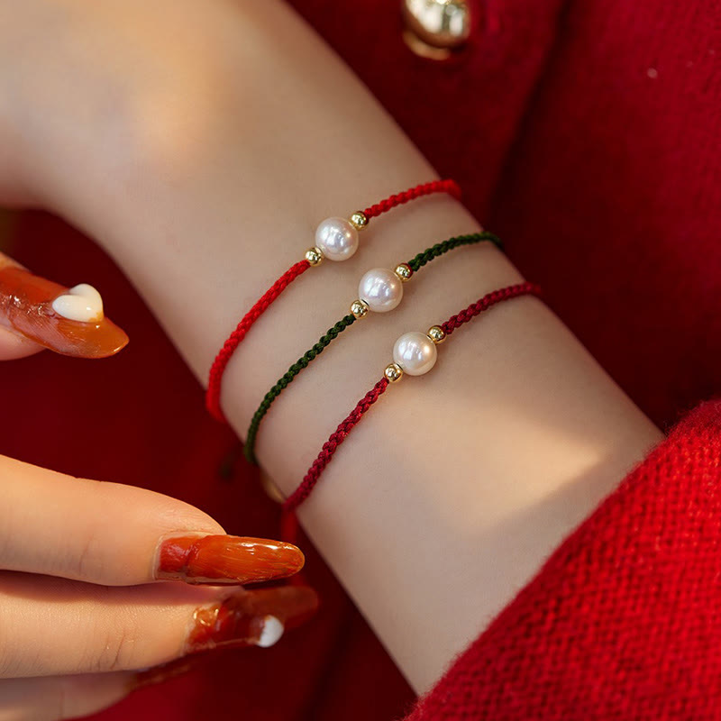 Nimara Ritual Natural Pearl Bead Luck Braid String Bracelet
