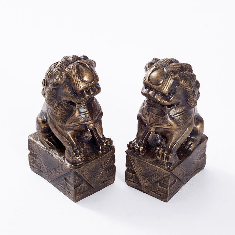 Nimara Ritual 2Pcs Lion Statue Courage Strength Resin Home Office Decoration