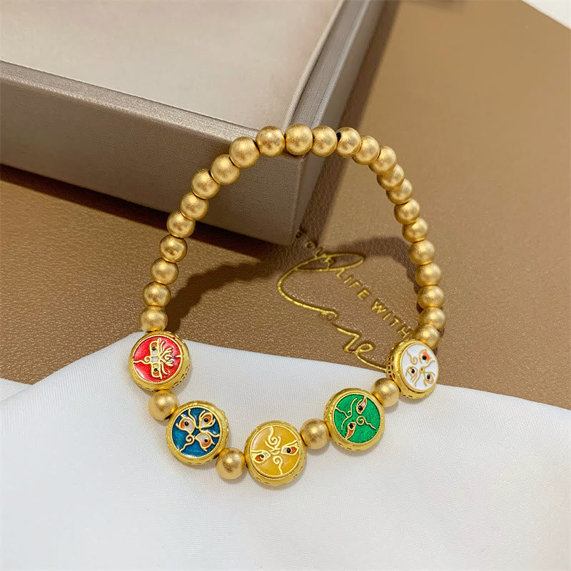 Nimara Ritual Tibetan Five God Of Wealth Copper Beads Luck Bracelet