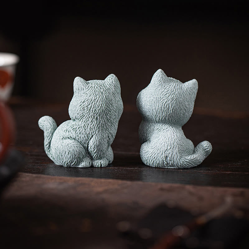 Nimara Ritual Small Cat Home Tea Pet Figurine Desk Decoration
