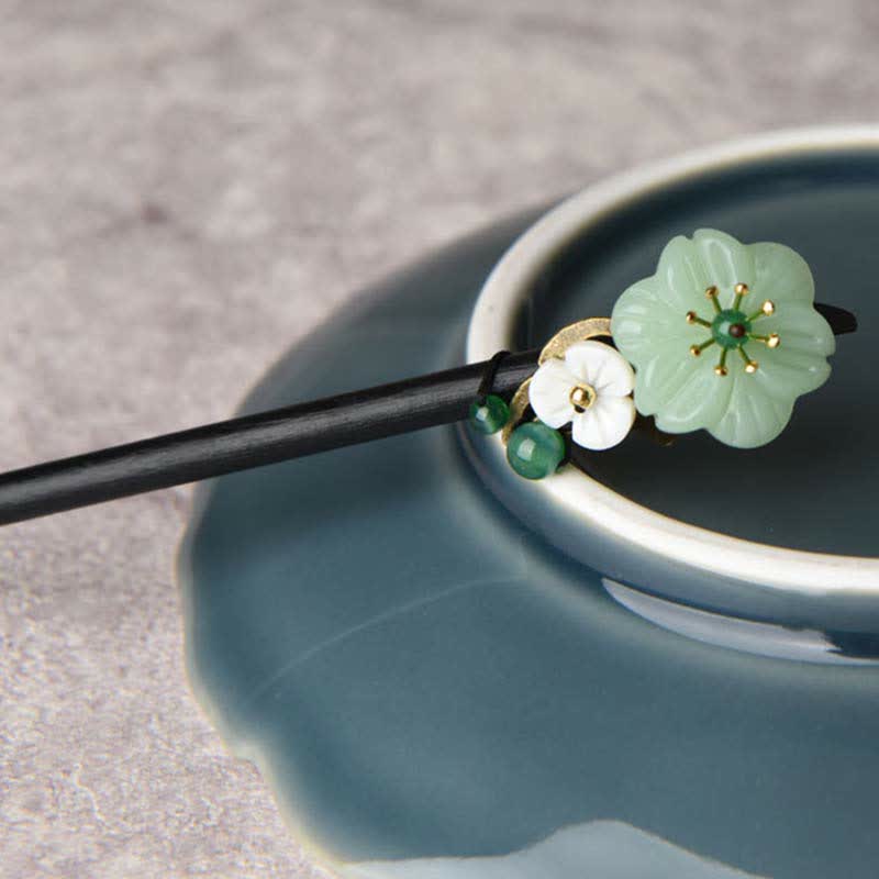 Nimara Ritual Green Aventurine Flower Agate Positivity Hairpin Decoration