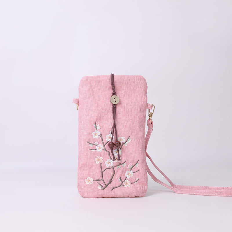 Nimara Ritual Small Embroidered Flowers Crossbody Bag Shoulder Bag Cellphone Bag 11*20cm