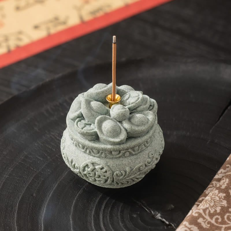 Nimara Ritual Chinese Character Fu Ingots Healing Incense Burner Desk Decoration