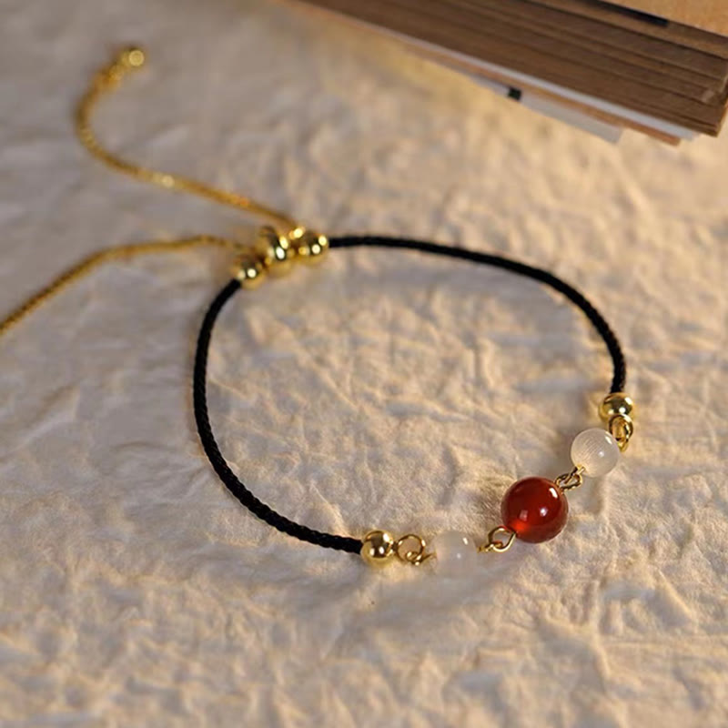 Nimara Ritual Red Agate Cat Eye Braided String Confidence Bracelet