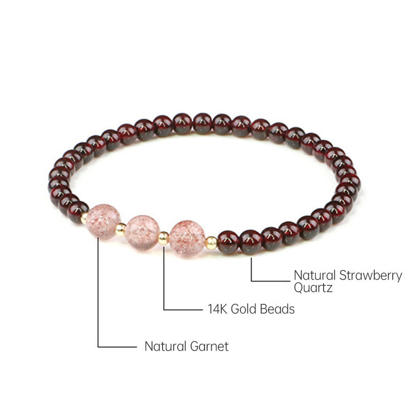 Nimara Ritual Natural Garnet Strawberry Quartz Calm Bracelet