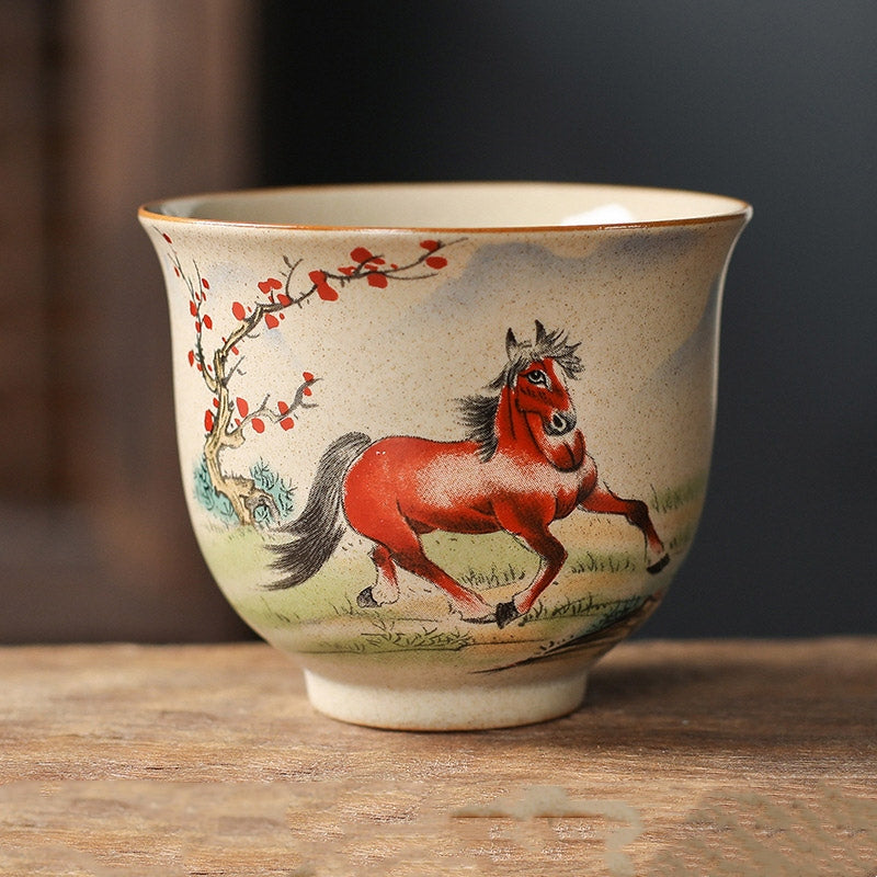 Nimara Ritual 12 Chinese Zodiac Ceramic Teacup Kung Fu Tea Cup 130ml