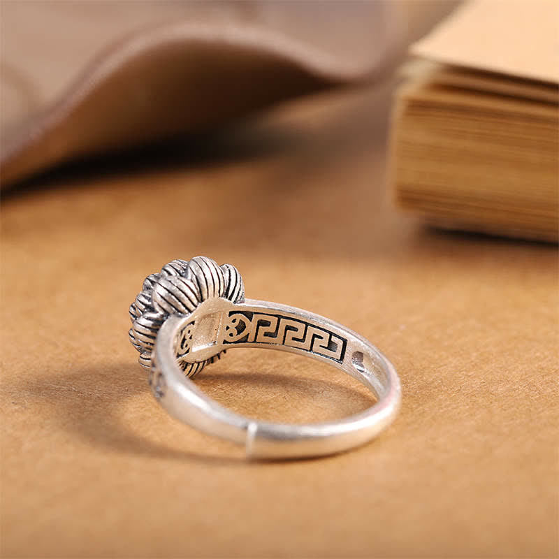Nimara Ritual925 Sterling Silver Lotus Red Agate Confidence Blessing Ring