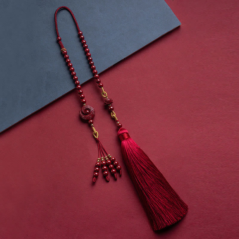 Nimara Ritual One's Luck Improves Design Patern Natural Cinnabar Lotus Blessing Car Hanging Decoration