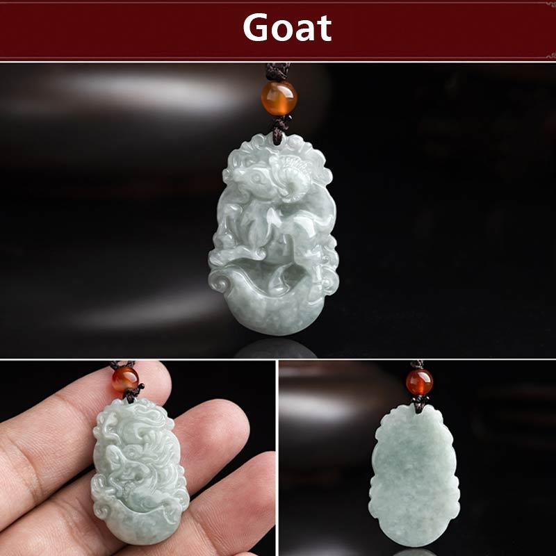 Nimara Ritual Natural Jade 12 Chinese Zodiac Sucess Pendant Necklace
