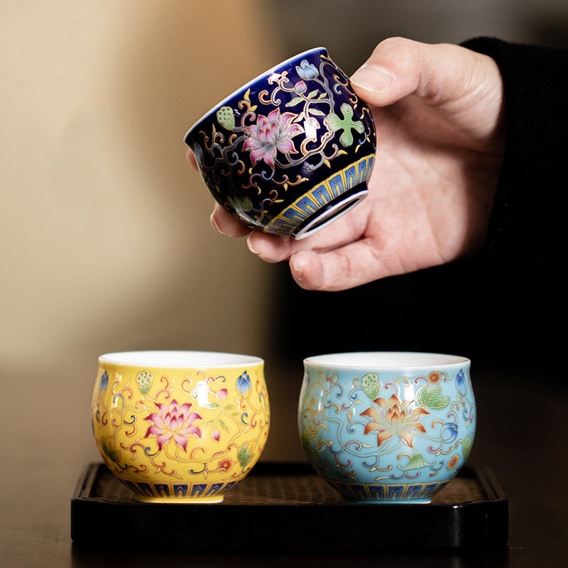 Nimara Ritual Lotus Flower Pod Pattern Ceramic Teacup Kung Fu Tea Cup 80ml