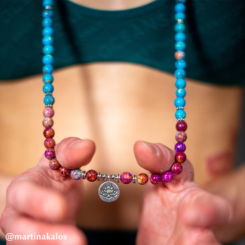 Nimara Ritual Tibetan Purple Miano Real Bead Harmony Lotus Mala