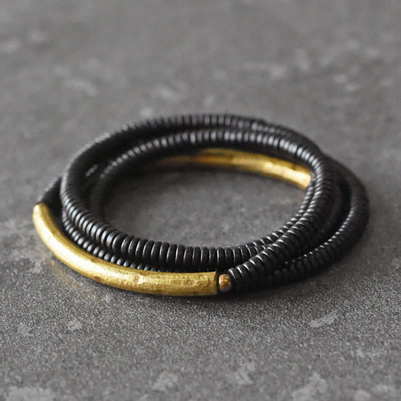 Nimara Ritual Ebony Wood Brass Copper Balance Multilayered Bracelet