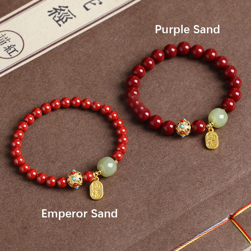 Nimara Ritual Cinnabar Green Aventurine Fortune Protection Charm Bracelet