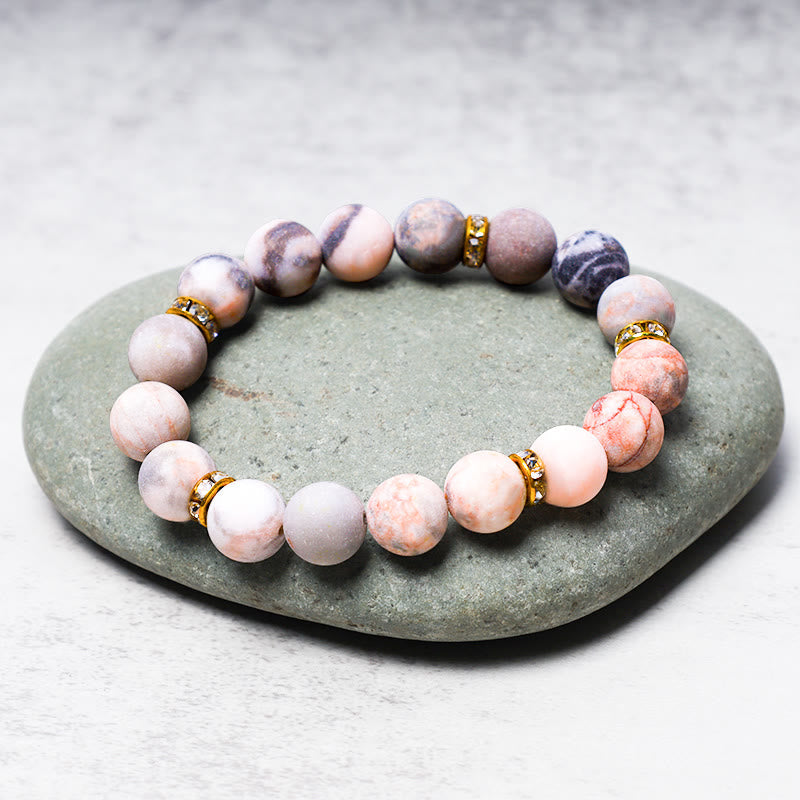 Nimara Ritual Anxiety Stress Healing Crystal Zebra Jasper Bead Bracelet