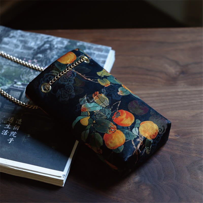 Nimara Ritual Small Maple Leaf Persimmon Metal Chain Crossbody Bag Shoulder Bag Cellphone Bag