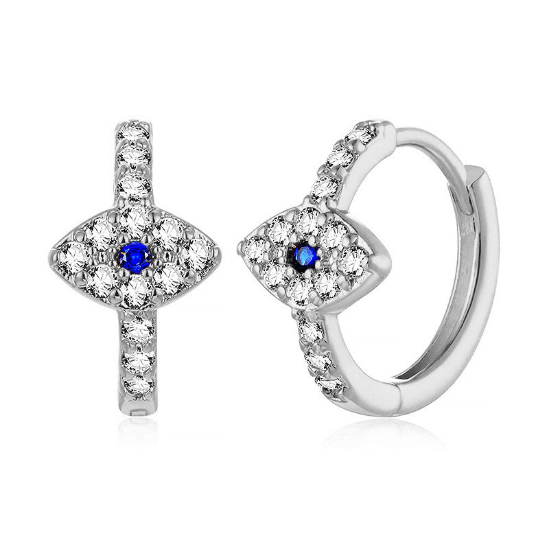 Nimara Ritual 925 Sterling Silver Evil Eye Symbol Blessing Stud Earrings