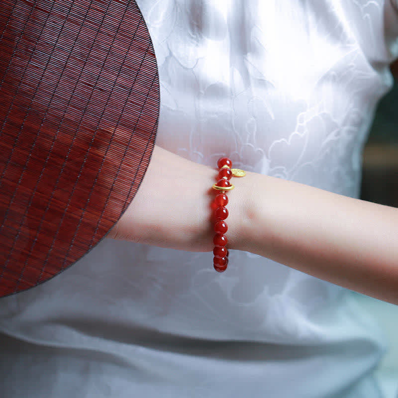 Nimara Ritual Natural Red Agate Blessing Letter Confidence Bracelet
