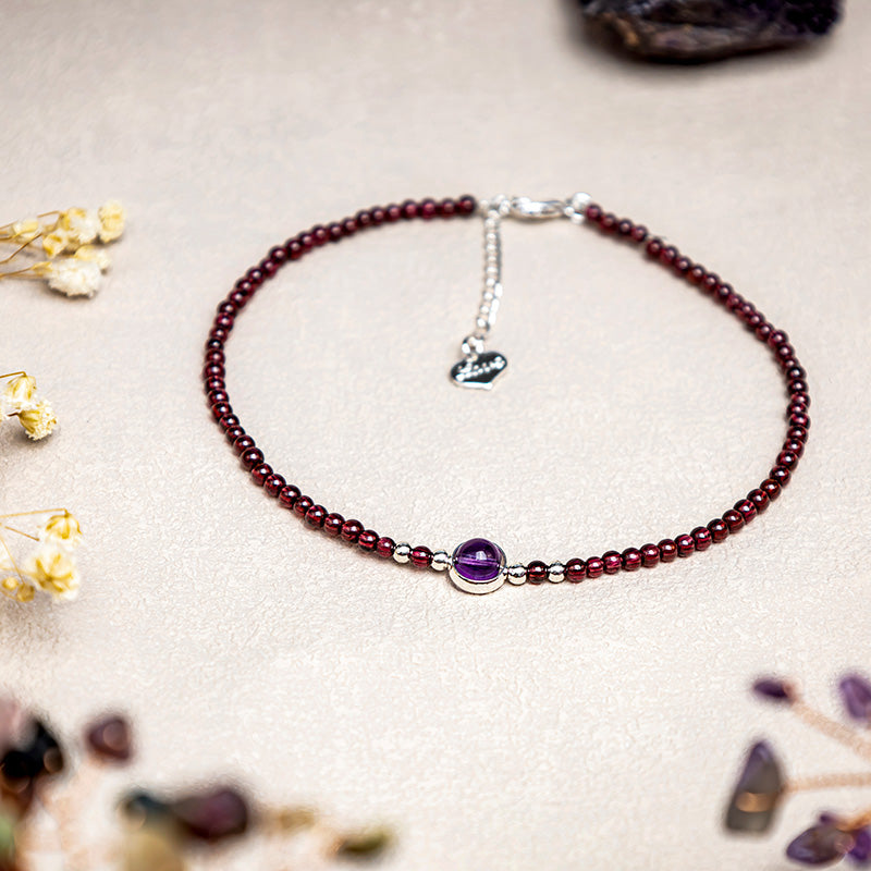 Nimara Ritual Garnet Amethyst Purification Calm Anklet