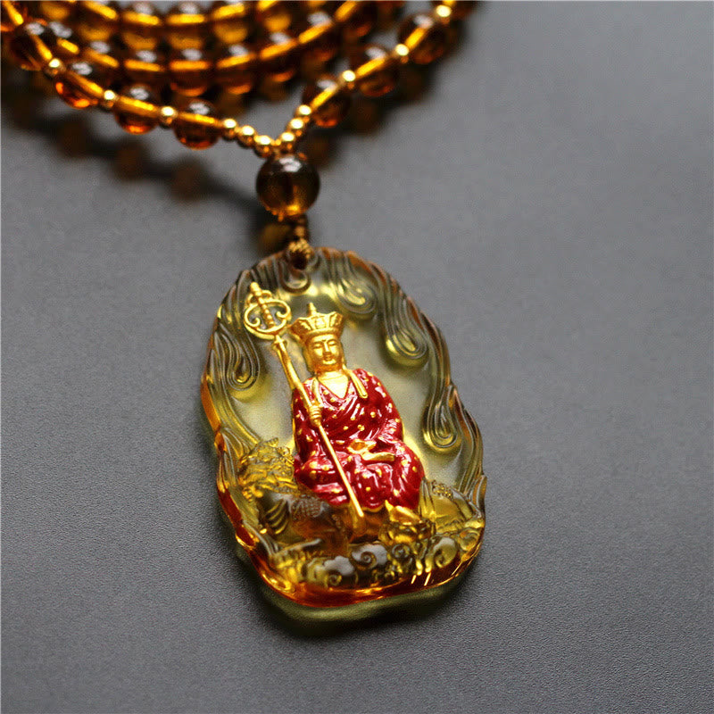 Nimara Ritual Ksitigarbha Buddha Liuli Crystal Compassion Amulet Necklace Pendant