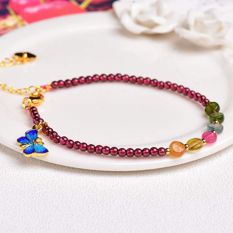 Nimara Ritual Garnet Tourmaline Butterfly Protection Bracelet Anklet