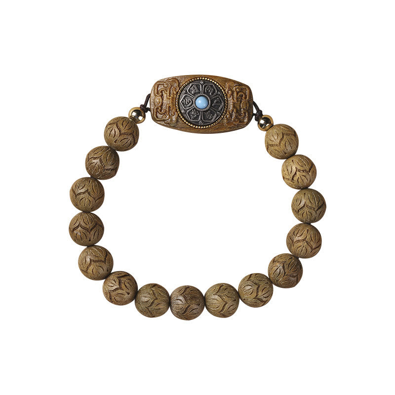 Nimara Ritual Green Sandalwood Ebony Wood Sandalwood Om Mani Padme Hum Soothing Bracelet