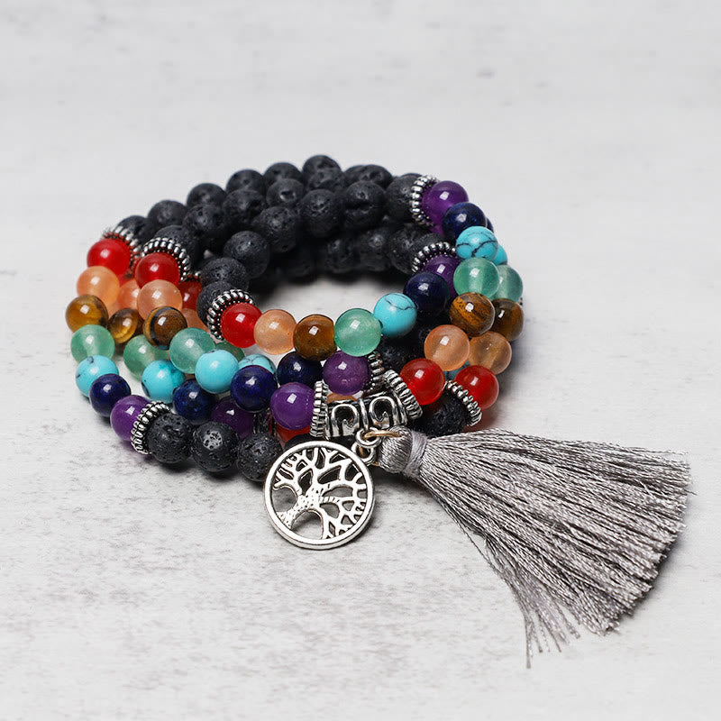 Nimara Ritual Healing Crystal Mala Prayer Beads 108 Meditation Healing Multilayer Bracelet Necklace