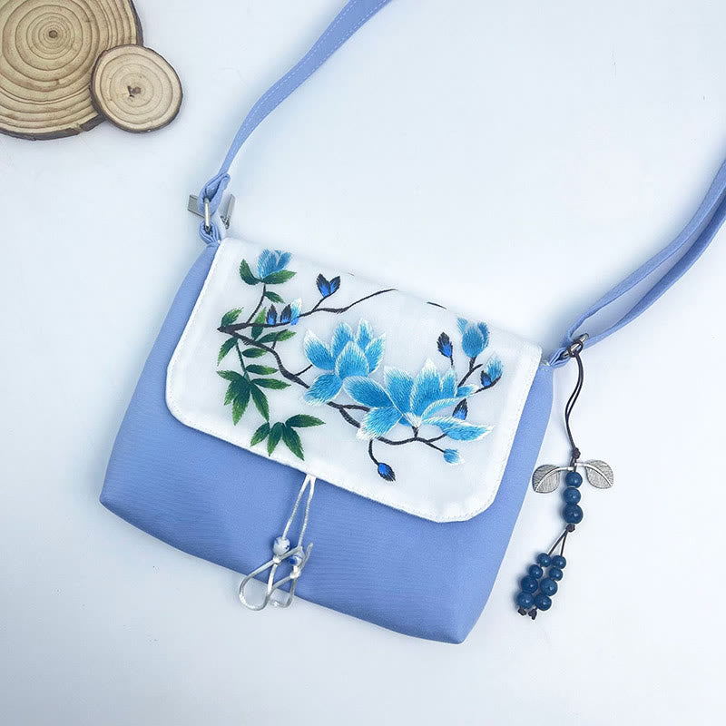 Nimara Ritual Embroidered Camellia Epiphyllum Gardenia Sakura Flowers Crossbody Bag Shoulder Bag Cellphone Bag
