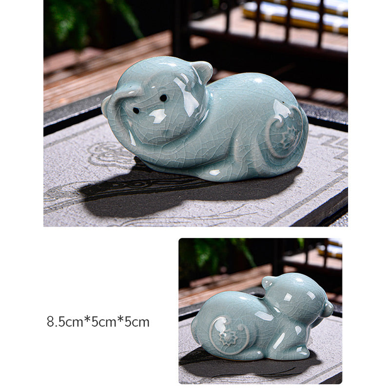 Nimara Ritual Chinese Zodiac Wealth Ceramic Tea Pet Home Figurine Decoration