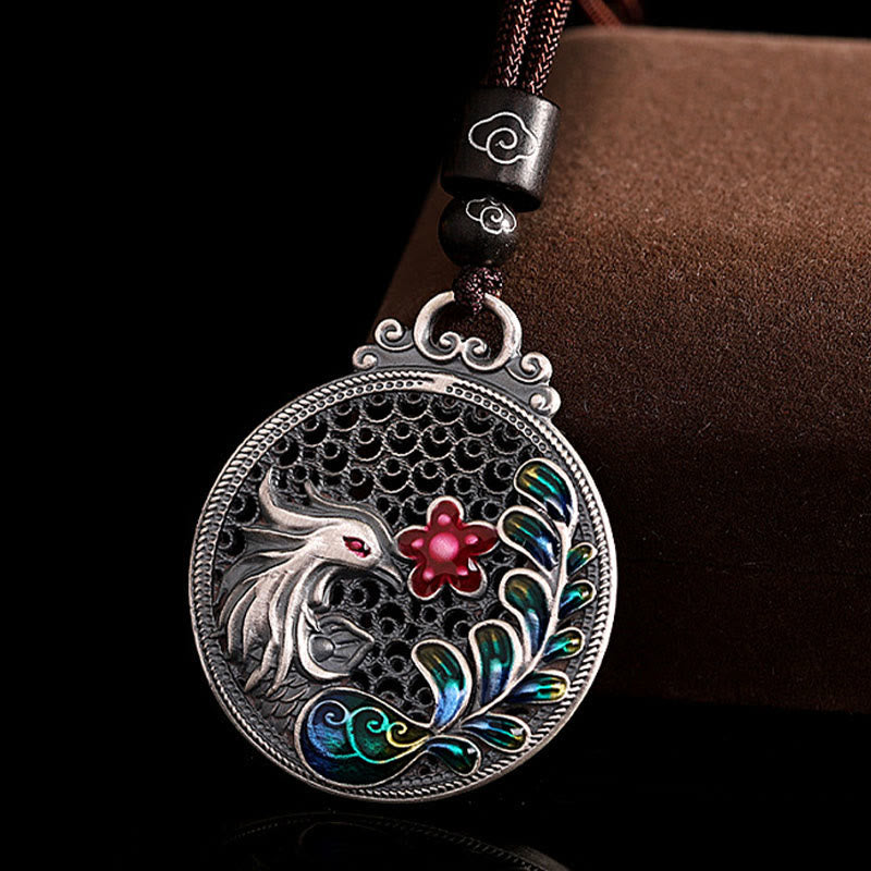 Nimara Ritual 990 Sterling Silver Phoenix Luck Protection Necklace Pendant