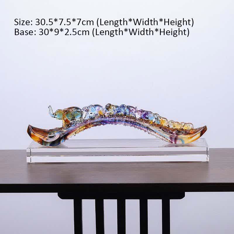 Nimara Ritual Handmade Liuli Crystal Ruyi Elephant Art Piece Home Decoration With Crystal Base