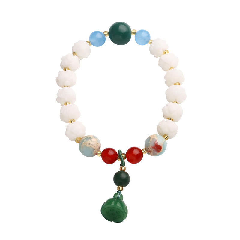 Nimara Ritual Bodhi Seed Lotus Bead Carved Peace Harmony Bracelet