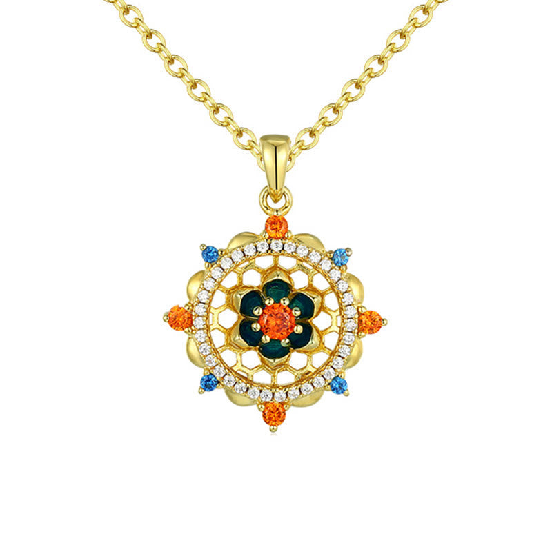 Nimara Ritual 925 Sterling Silver Lotus Flower Colorful Zircon New Beginning Necklace Pendant